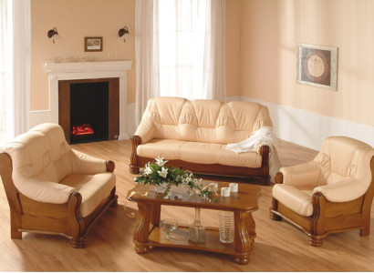 Sofagarnitur Ledersofa Männer Club Sofa Couch Polster Sitz 3+1+1 Komplett